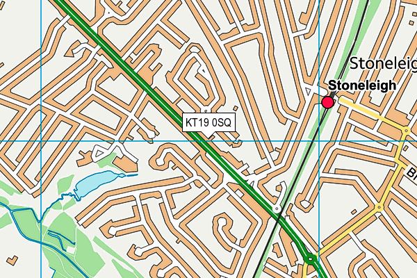 KT19 0SQ map - OS VectorMap District (Ordnance Survey)