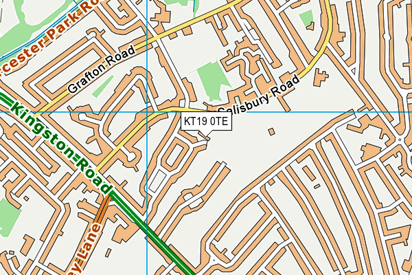 KT19 0TE map - OS VectorMap District (Ordnance Survey)