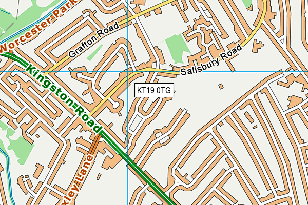KT19 0TG map - OS VectorMap District (Ordnance Survey)