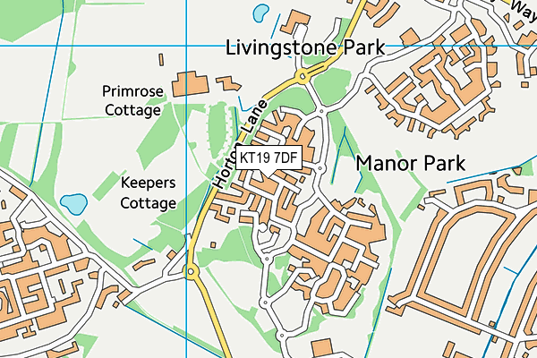 KT19 7DF map - OS VectorMap District (Ordnance Survey)