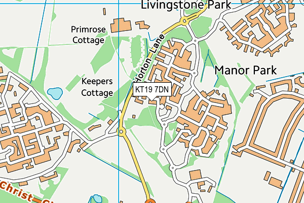 KT19 7DN map - OS VectorMap District (Ordnance Survey)