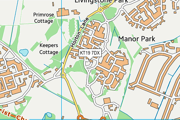 KT19 7DX map - OS VectorMap District (Ordnance Survey)