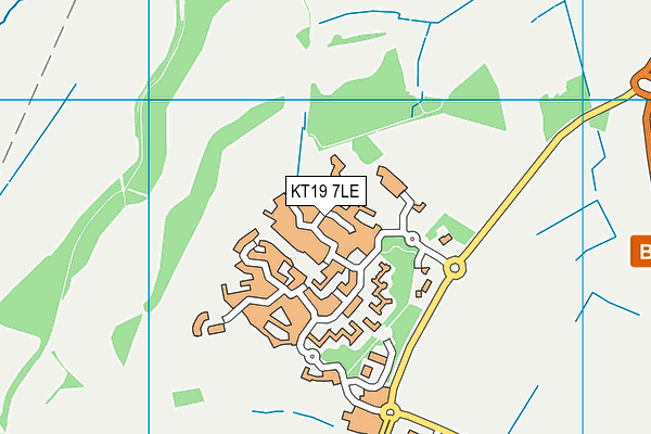 KT19 7LE map - OS VectorMap District (Ordnance Survey)