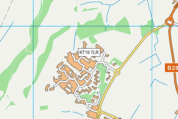 KT19 7LR map - OS VectorMap District (Ordnance Survey)