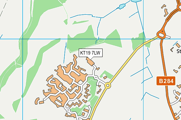 KT19 7LW map - OS VectorMap District (Ordnance Survey)