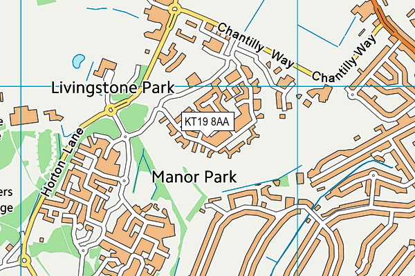KT19 8AA map - OS VectorMap District (Ordnance Survey)