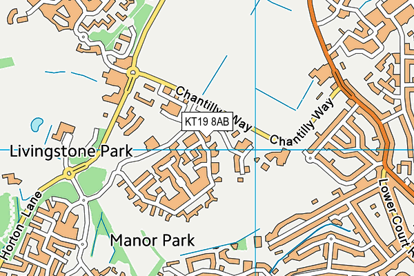 KT19 8AB map - OS VectorMap District (Ordnance Survey)