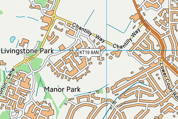 KT19 8AN map - OS VectorMap District (Ordnance Survey)