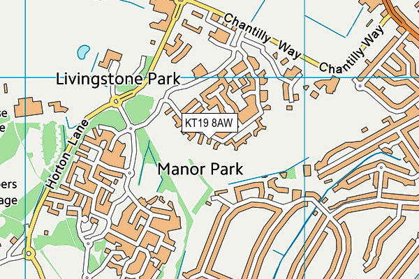 KT19 8AW map - OS VectorMap District (Ordnance Survey)