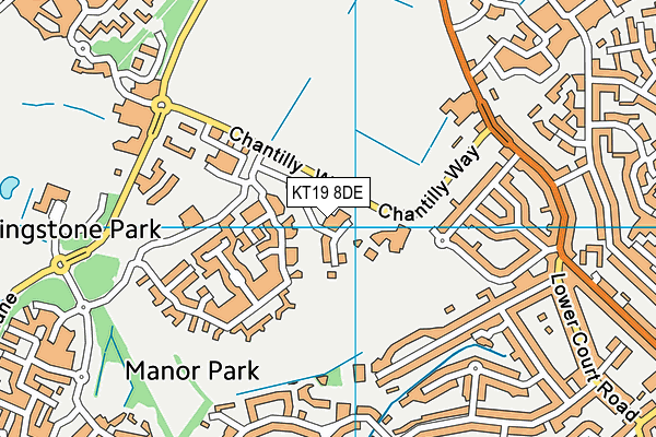 KT19 8DE map - OS VectorMap District (Ordnance Survey)