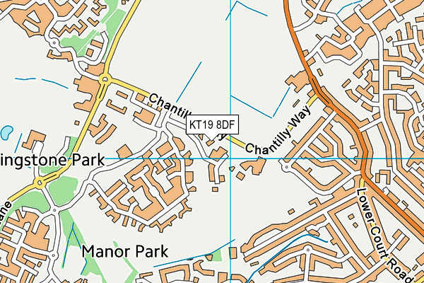 KT19 8DF map - OS VectorMap District (Ordnance Survey)