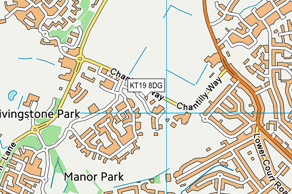 KT19 8DG map - OS VectorMap District (Ordnance Survey)