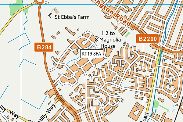 KT19 8FA map - OS VectorMap District (Ordnance Survey)