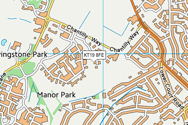 KT19 8FE map - OS VectorMap District (Ordnance Survey)