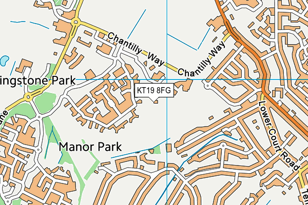 KT19 8FG map - OS VectorMap District (Ordnance Survey)