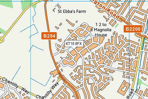 KT19 8FX map - OS VectorMap District (Ordnance Survey)
