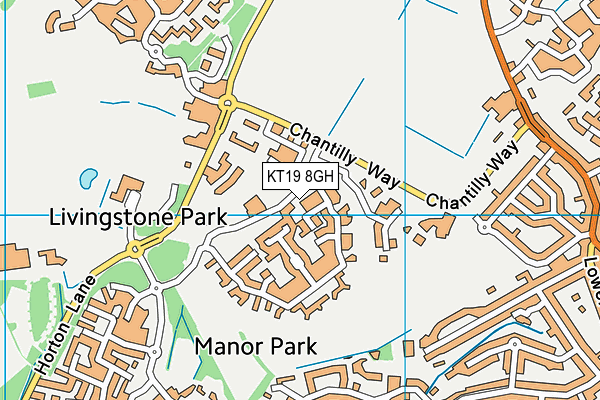 KT19 8GH map - OS VectorMap District (Ordnance Survey)