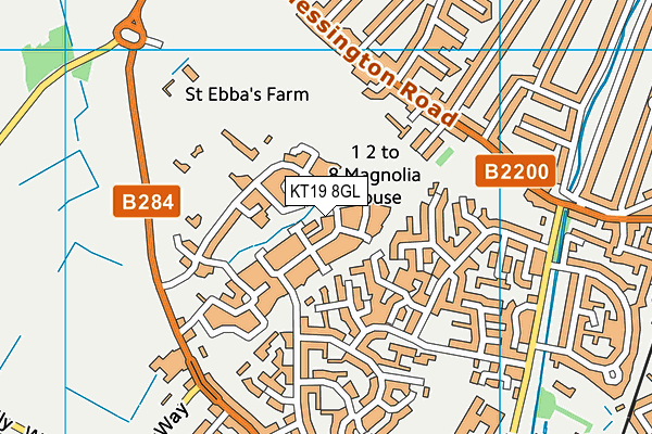 KT19 8GL map - OS VectorMap District (Ordnance Survey)