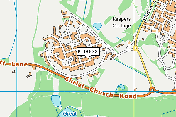 KT19 8GX map - OS VectorMap District (Ordnance Survey)