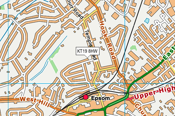 KT19 8HW map - OS VectorMap District (Ordnance Survey)