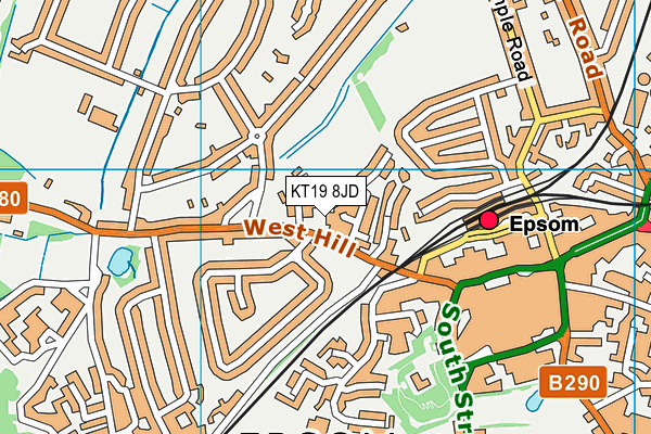 KT19 8JD map - OS VectorMap District (Ordnance Survey)