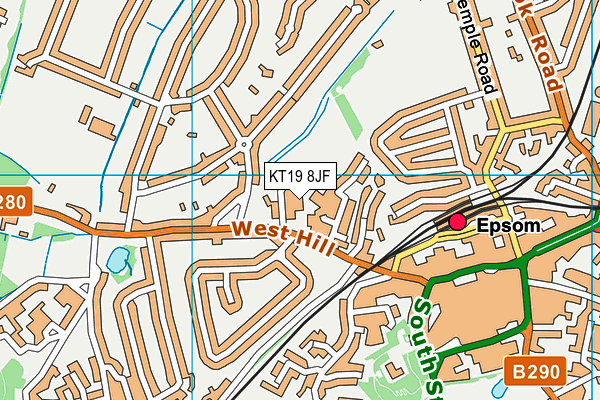 KT19 8JF map - OS VectorMap District (Ordnance Survey)
