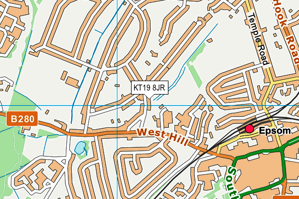 KT19 8JR map - OS VectorMap District (Ordnance Survey)