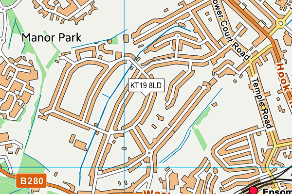KT19 8LD map - OS VectorMap District (Ordnance Survey)
