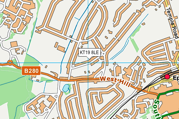 KT19 8LE map - OS VectorMap District (Ordnance Survey)