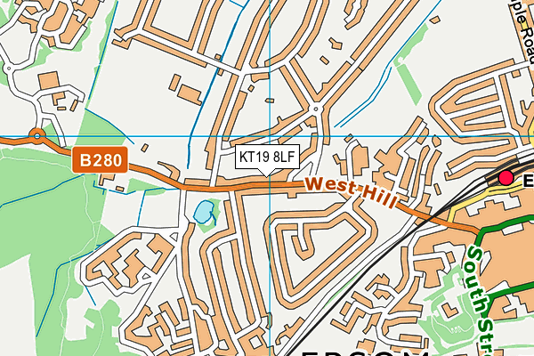KT19 8LF map - OS VectorMap District (Ordnance Survey)