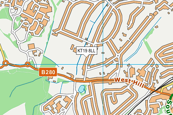 KT19 8LL map - OS VectorMap District (Ordnance Survey)