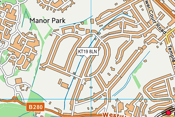 KT19 8LN map - OS VectorMap District (Ordnance Survey)