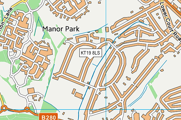 KT19 8LS map - OS VectorMap District (Ordnance Survey)