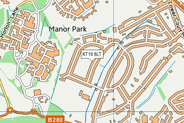 KT19 8LT map - OS VectorMap District (Ordnance Survey)