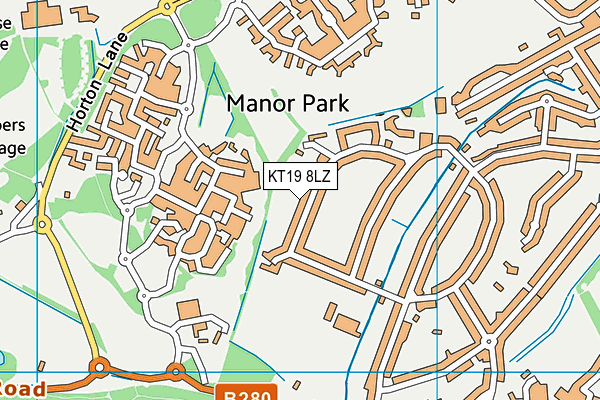 KT19 8LZ map - OS VectorMap District (Ordnance Survey)
