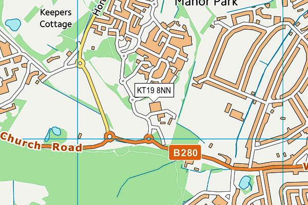 KT19 8NN map - OS VectorMap District (Ordnance Survey)