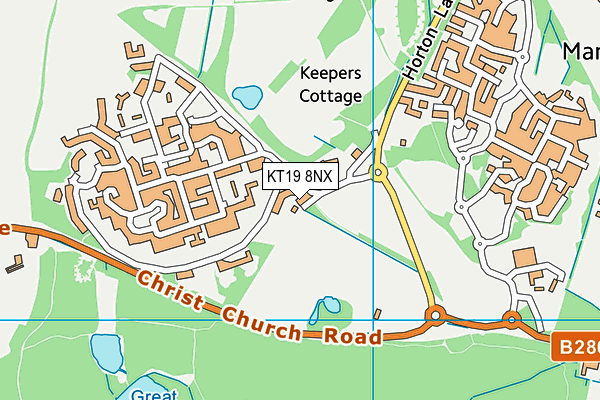 KT19 8NX map - OS VectorMap District (Ordnance Survey)
