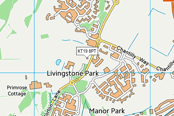 KT19 8PT map - OS VectorMap District (Ordnance Survey)