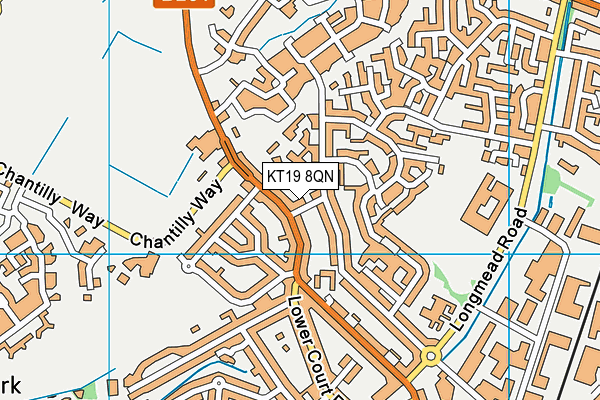 KT19 8QN map - OS VectorMap District (Ordnance Survey)