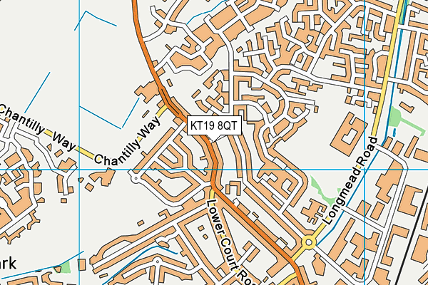 KT19 8QT map - OS VectorMap District (Ordnance Survey)
