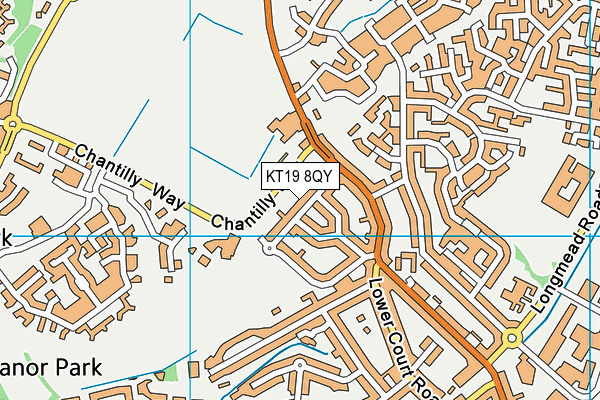 KT19 8QY map - OS VectorMap District (Ordnance Survey)