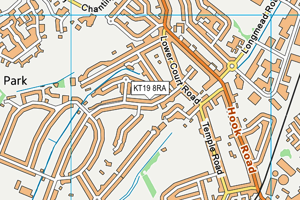 KT19 8RA map - OS VectorMap District (Ordnance Survey)