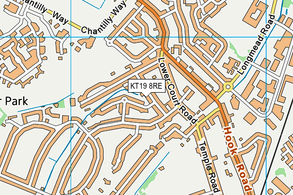 KT19 8RE map - OS VectorMap District (Ordnance Survey)