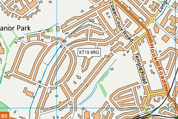 KT19 8RG map - OS VectorMap District (Ordnance Survey)