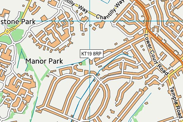 KT19 8RP map - OS VectorMap District (Ordnance Survey)