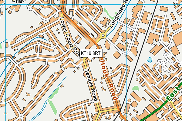 KT19 8RT map - OS VectorMap District (Ordnance Survey)