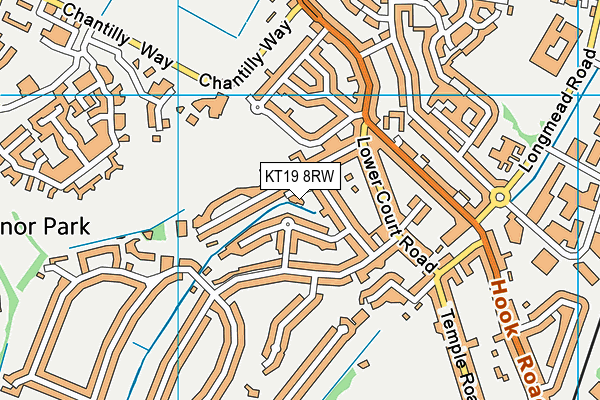 KT19 8RW map - OS VectorMap District (Ordnance Survey)