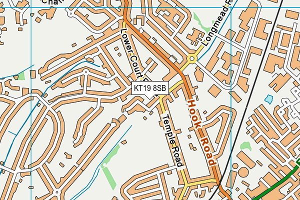 KT19 8SB map - OS VectorMap District (Ordnance Survey)