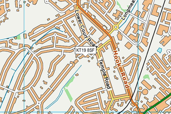 KT19 8SF map - OS VectorMap District (Ordnance Survey)