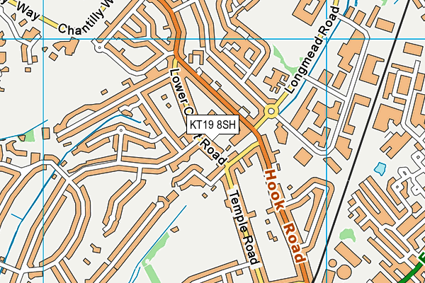 KT19 8SH map - OS VectorMap District (Ordnance Survey)
